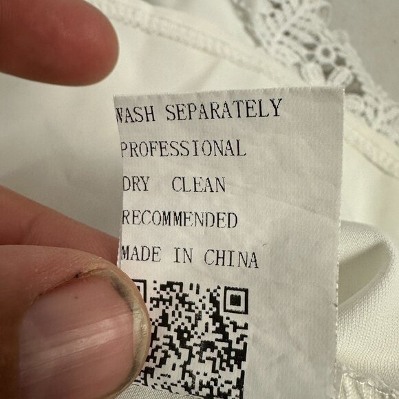 ChicMe White Long Sleeve Blouse With Lace Trim & Button Closure Size L - Picture 7 of 7